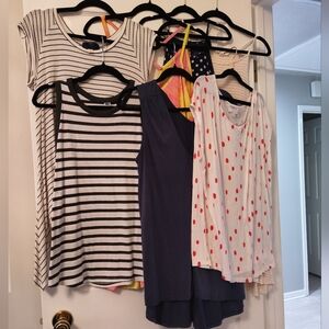 Lot Of 7 Pieces Women's Size L Sleeveless Stretchy Tank Tops & Dresses Bundle